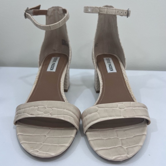 Steve Madden Irenee Open Toe Heeled Sandals, Croc Bone/Cream Block Heel, 8.5 - Picture 2 of 9